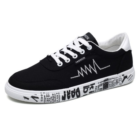 Black Sneakers With White Design