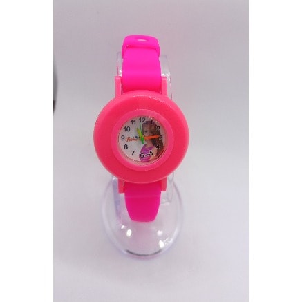 Analog Silicone Watch - Barbie Doll Cartoon Character - Fuchsia Pink