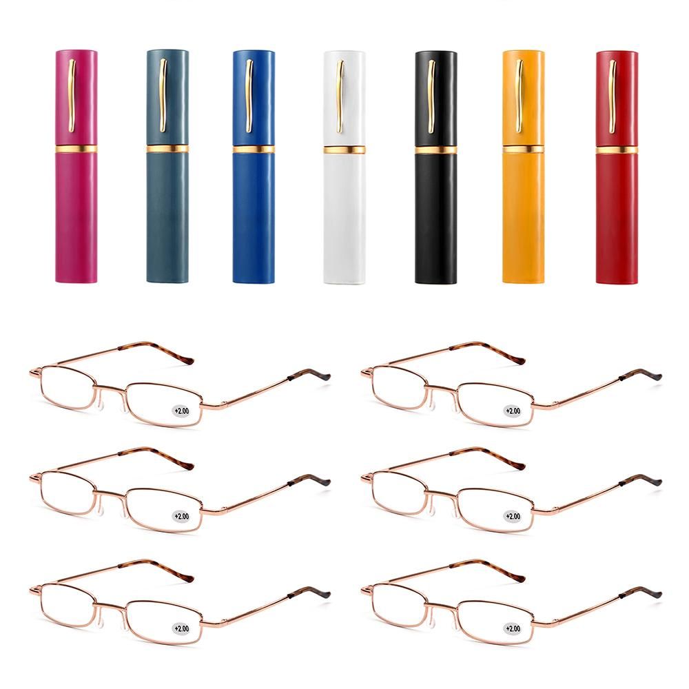1 Set Reading Glasses with Pen Tube Case Women Men Portable Presbyopic Glasses Spring Hinge Eyeglasses Vision Care  1.00~ 4.00