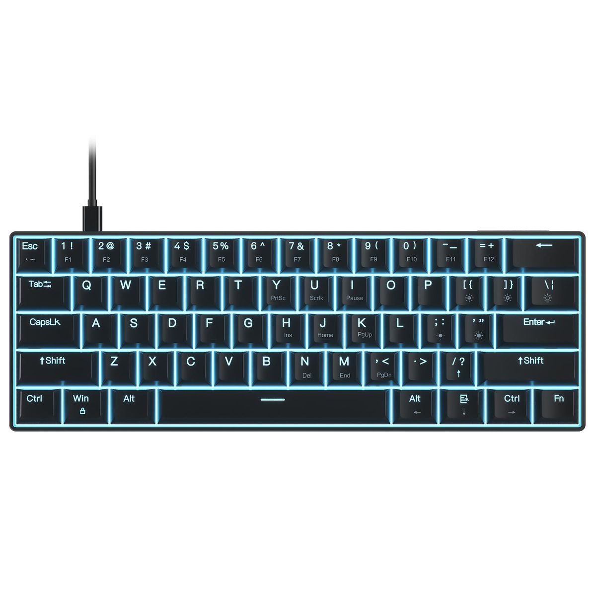 OUTEMU USB Wired 61-key Mechanical Keyboard LED Backlit Supports hot swap  Blue Switch / Red Switch