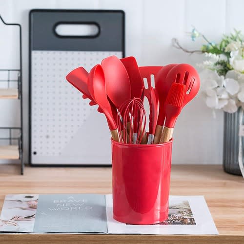 Silicone Cooking Spoons Set  - Red