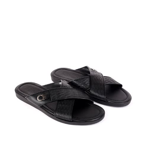 Men Leather Crisscross Slippers