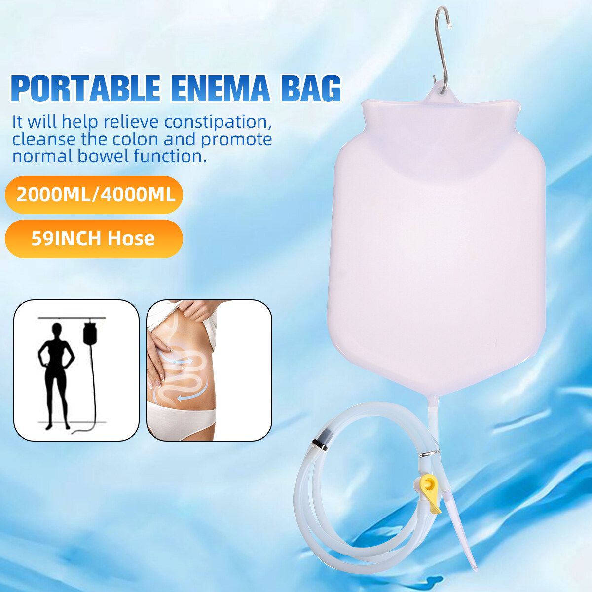 4L Household Reusable Enema Bag Device Douche Colonic Silicone Pipe Washing Hose Kit