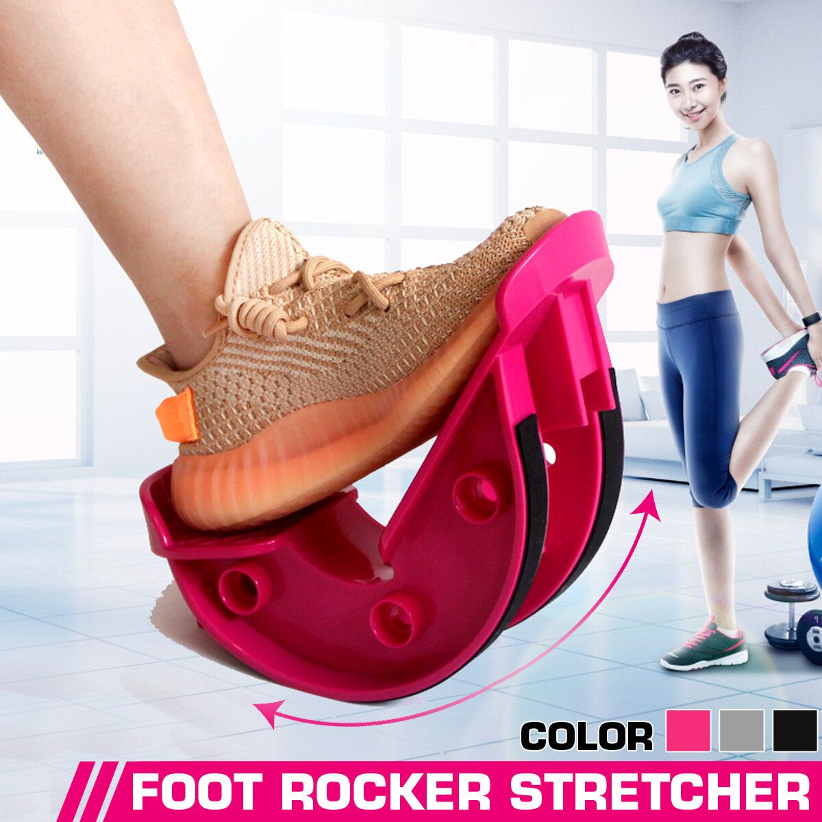 Fitness Pedal Foot Rocker Stretcher Sports Stretching Tool Pain Relief For Achilles Tendonitis Heel Shin Splint Plantar Fasciitis Rose
