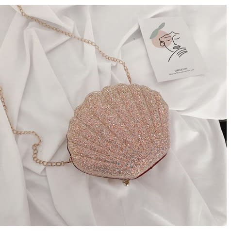 Sequin Chain Shell Bag For Women - Pink