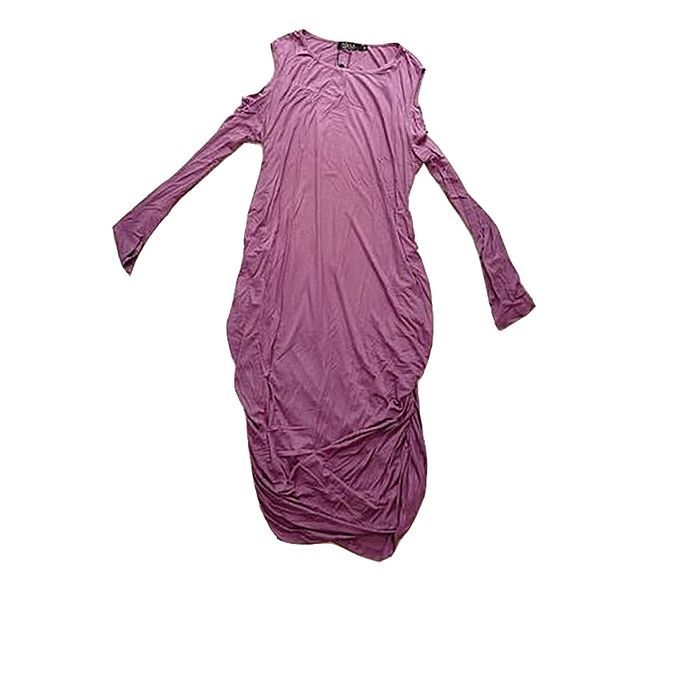 Maternity Dress Long Sleeve Hollow Out Shoulder Round Collar