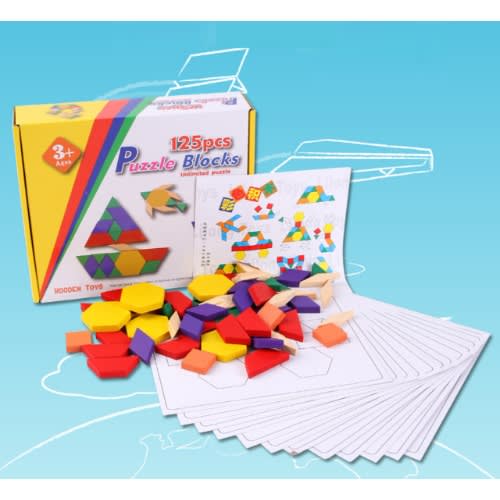 125pcs Wooden Puzzle Blocks