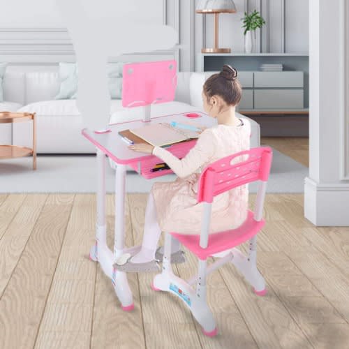 Kids Adjustable Combined Study Table And Chair Set