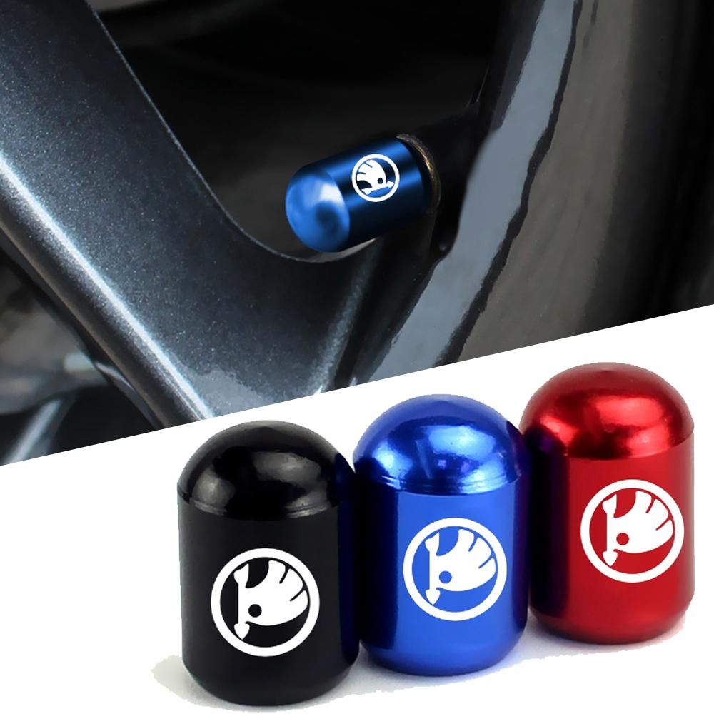 Car Wheel Valve Stem Caps for Skoda Fabia 1 Octavia Superb Roomster Rapid Kodiaq Kodiaq Citigo Felicia GT Yeti Karoq Kamiq Scala