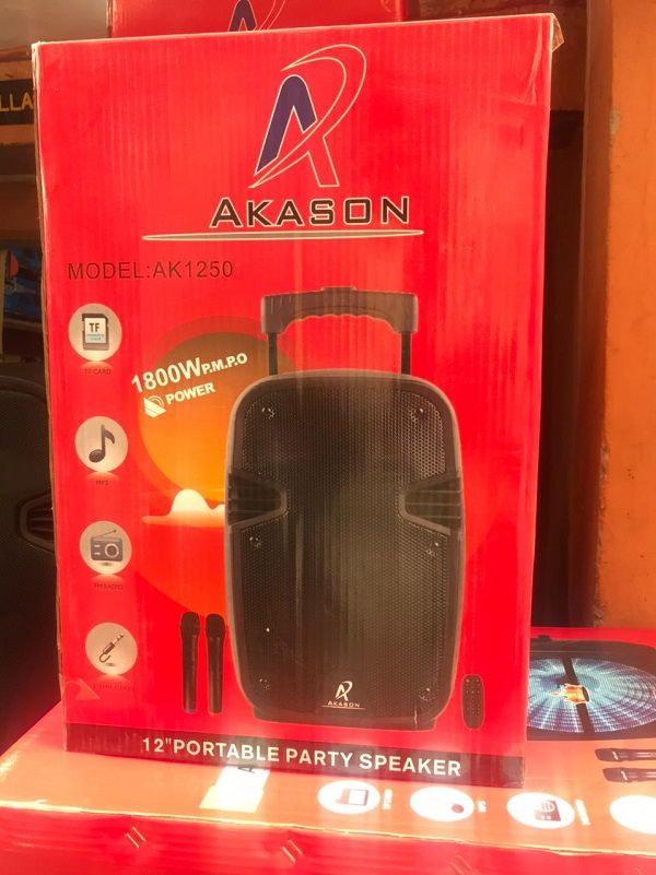 8HRS Long Lasting Battery 12'' Bluetooth Rechargeable Public Address System With Two Wireless Microphone.USB Port,SD Port And FM Radio