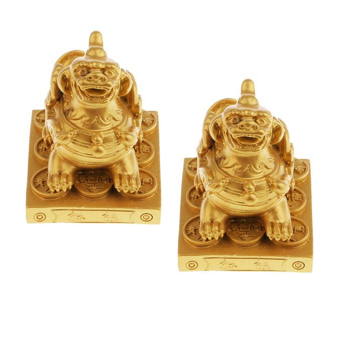 Pack 2 Pi YaoPi Xiu Figurine To Attract Wealth Luck Office Home Decor
