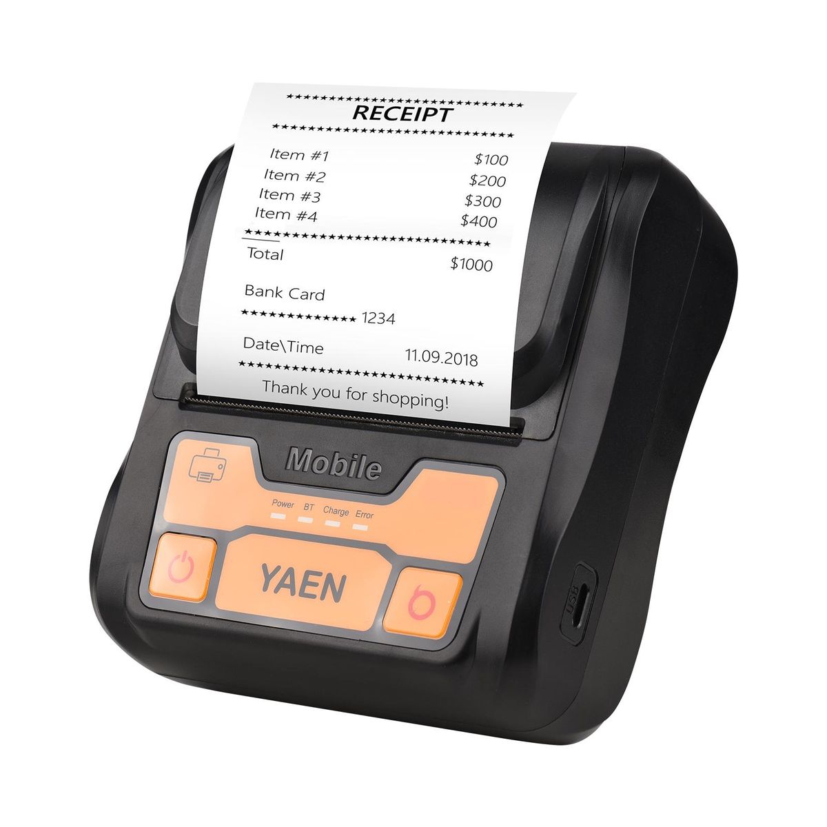 Portable BT Label Maker Wireless 80mm Thermal Receipt Printer BT Connection Use with APP Compatible with iOS Android Smartphone Adjustable Paper Width s for Restaurant Supermarket Kitchen Office Small Business