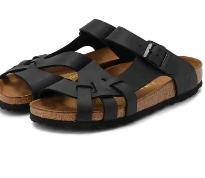 Men's Leather Palm Slippers- Black