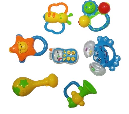 Safe And Secure 7 Pieces Baby Rattles For 3M+