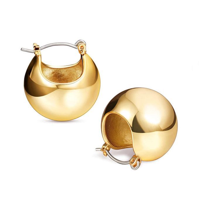 1 Pair Women Earrings Ball Shape Exquisite-Golden