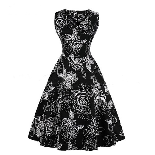 Ladies Knee-length Skater Vintage Dress
