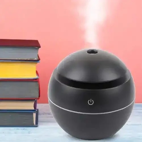 Round Usb Aroma Air Purifier And Humidifier -130ml- Black