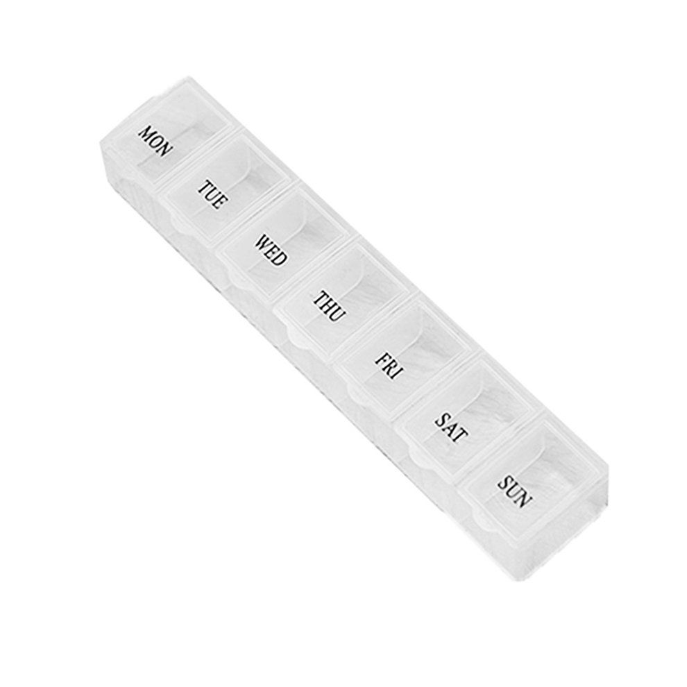 Home-7 Lattice Weekly Medicine Pill Box Outdoor Travel Medicine Tablet Container White
