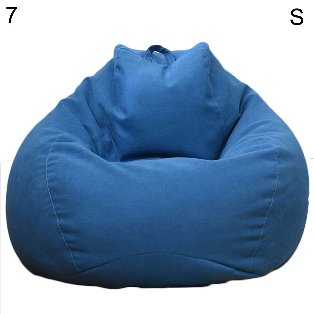 Solid Color Cloth Lazy Lounger Bean Bag Sack Chair Sofa Dust Cover Decoration-Blue