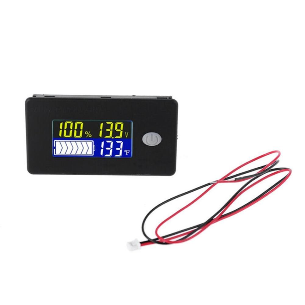 12V 24V 36V 48V Car Battery Capacity Indicator LCD Voltmeter Temperature Meter Digital Voltmeter Voltage Tester Meter Tool