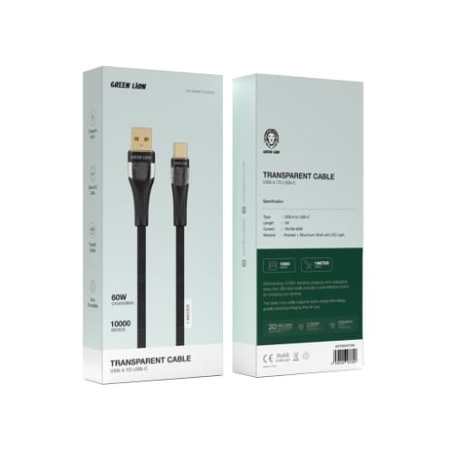 Green Lion Transparent Cable Usb-a To Usb-c - Black