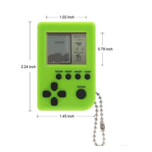 26 In 1 Tetris Super Mini Game Box Console With Key Ring - Green