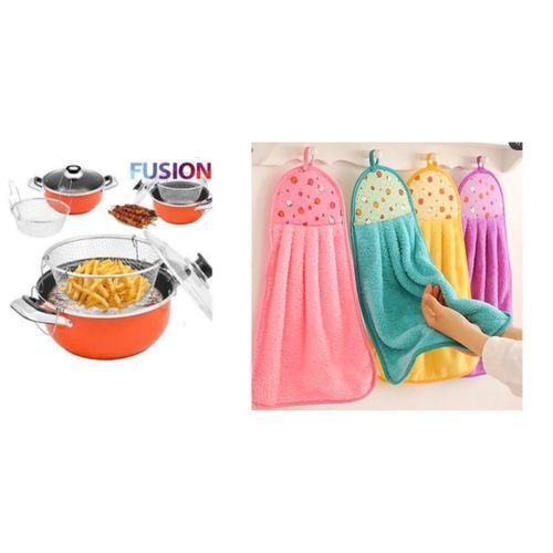 Non-Stick Deep Stir/Fry Pan 24cm + 6pcs Towels