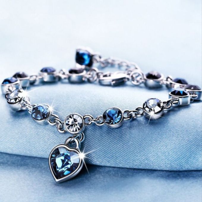 Ocean Heart Peach HEArt Crystal Bracelet Love Diamond Women's Gift Jewelry