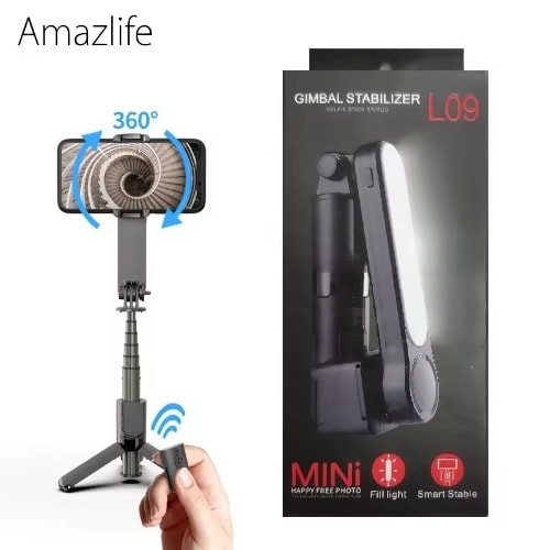Mini Gimbal Stabilizer Tripod With Fill Light Shutter & Remote Control For Ios / Android