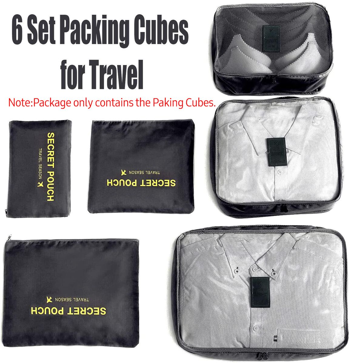6pcs Packing Cubes Luggage Bags Organizer For Traveling