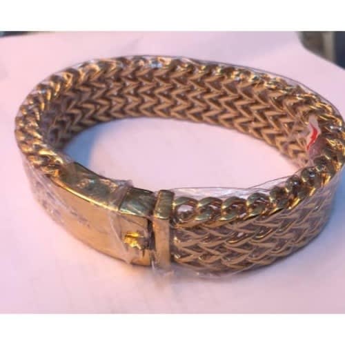 Polished Wooven Steel Men's Bracelet - Gold