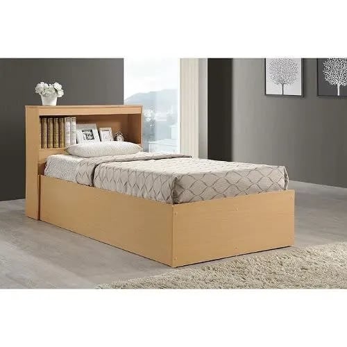 Vivaz Platform Bed With Drawers And Bookcase Beech