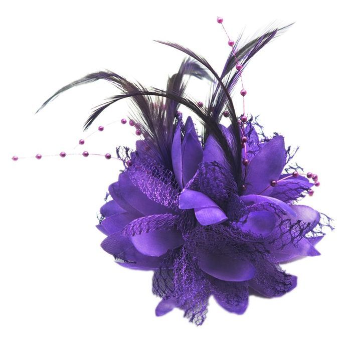 Pearl Silk Feather Flower For Corsage ,Brooch ,Wrist  Purple