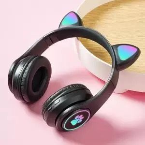 Universal Cat Ear Wireless Bluetooth Headset Stereo Headphones Black