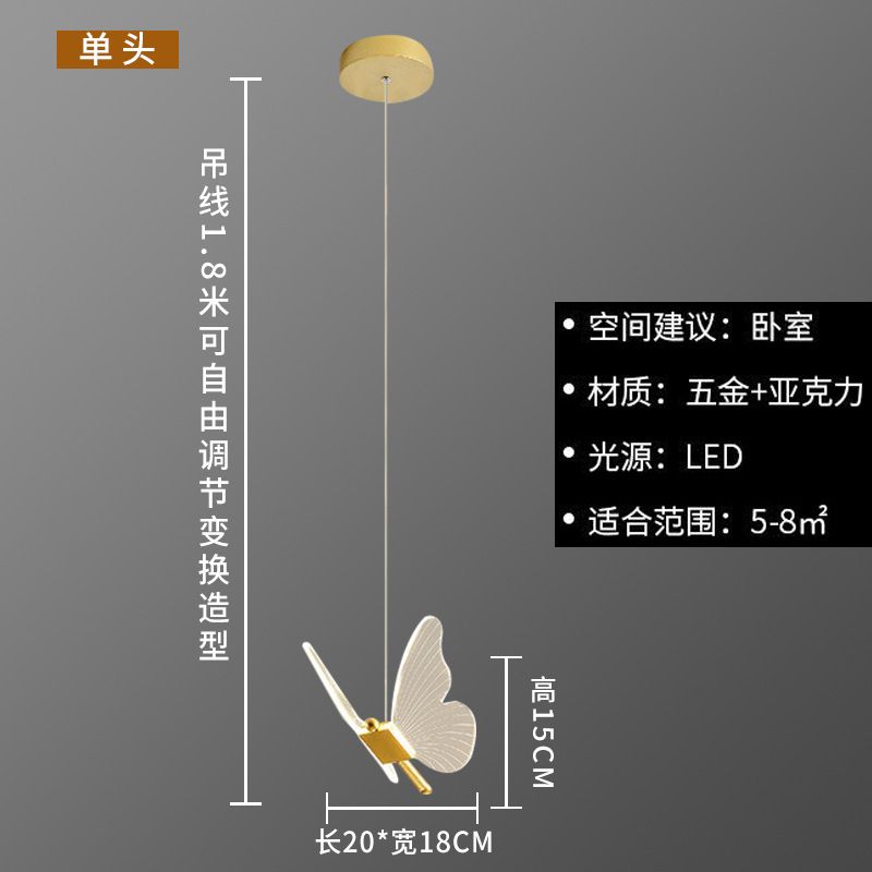 Butterfly Bedside Chandelier Long Line Modern Minimalist