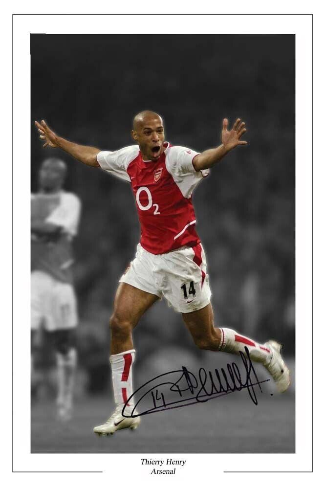 THIERRY HENRY Signed Autograph Photo Poster painting Fan Gift Signature Print ARSENAL Soccer