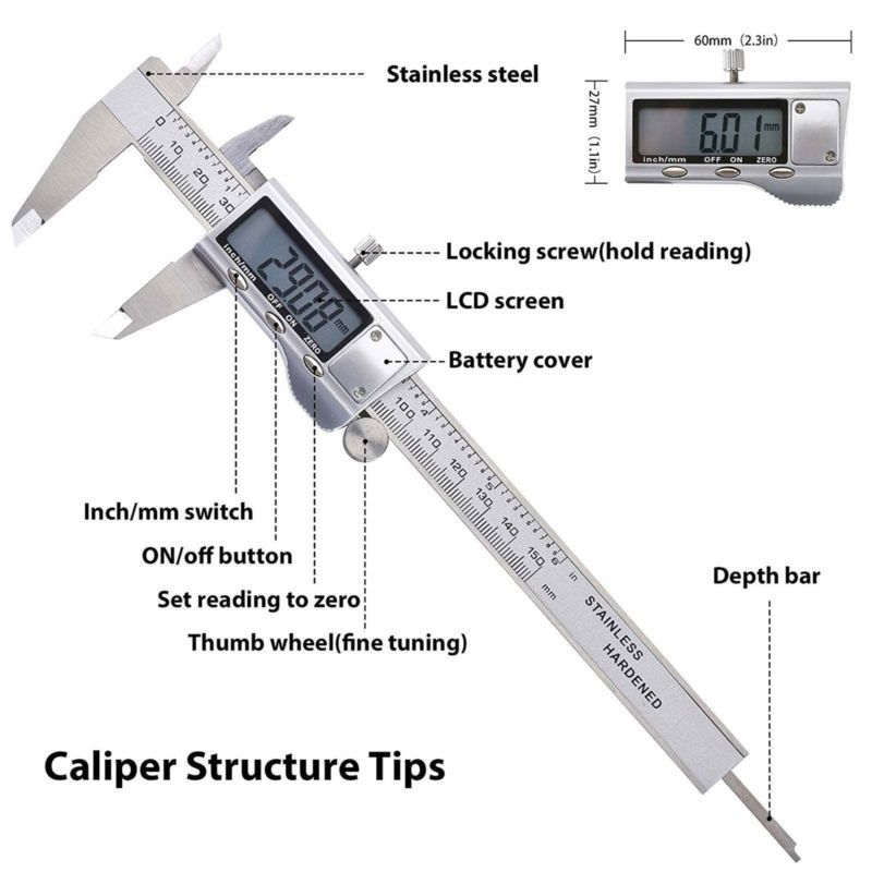 Zinc Alloy 0-150mm Electronic LCD Digital Vernier Caliper