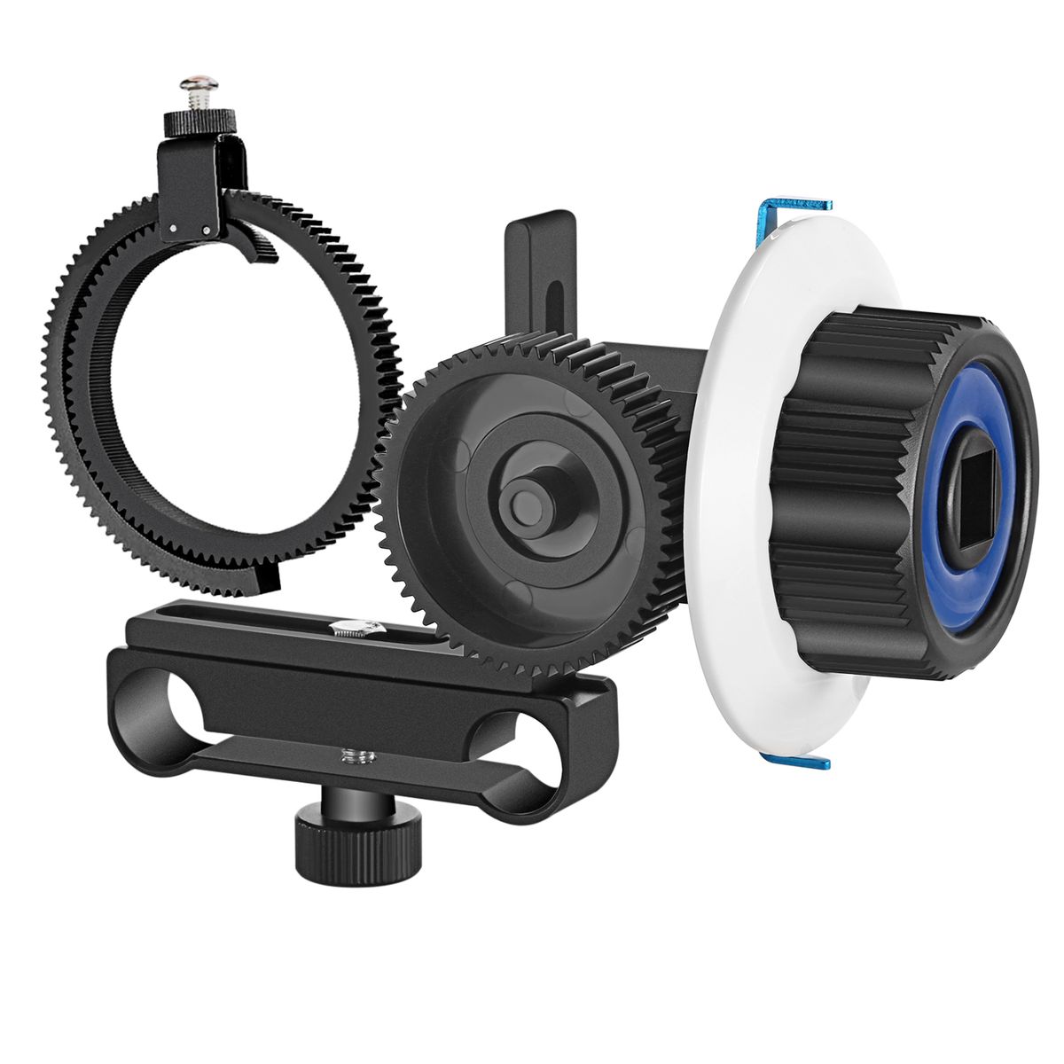Follow Focus With Gear Ring Belt For Canon Nikon Sony And Other DSLR Camera Camcorder DV Video Fits 15mm Rod Film Making System,Shoulder Support,Stabilizer,Movie Rig(Blue+Black)