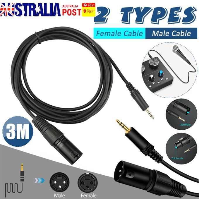 10FT 3.5mm To XLR 3-Pin Male/Female Plug Microphone Mic Cabl