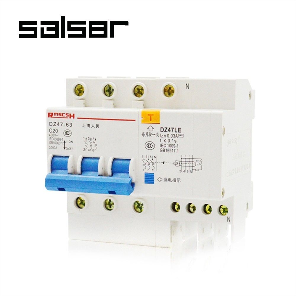 Protect Mini 3P+N DZ47LE-63 Breaker 400V Circuit Leakage