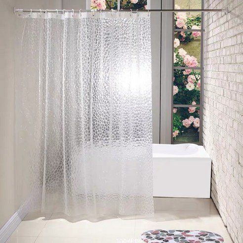 Translucent Bathroom Shower Curtain Aquabubble 180 X Cm