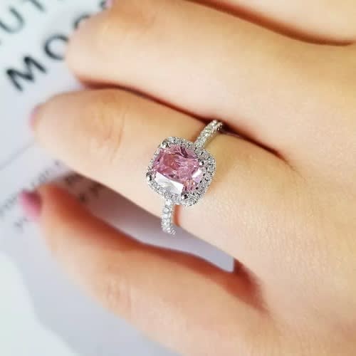 Stone Sterling Silver Engagement  Wedding Ring