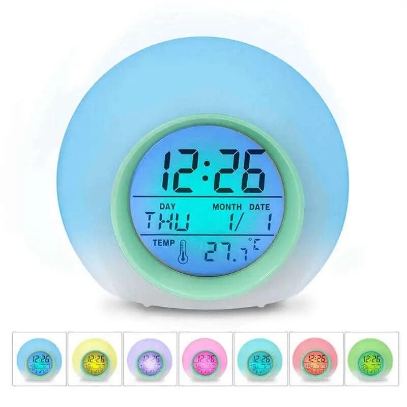 Hot Sale Kids Alarm Clock - Wake Up Light Digital Clock With 7 Colors Changing, Press Control And Snooze Function For Bedrooms
