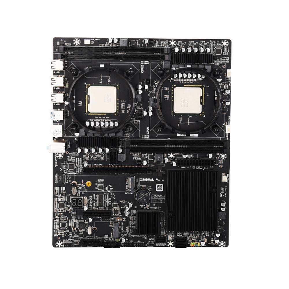 X58DUAL V1.1 E-ATX Gaming Motherboard with 4 DDR3 Memory Slots 2 CPU Slots Onboard M.2 Interface Support L5520 Processor