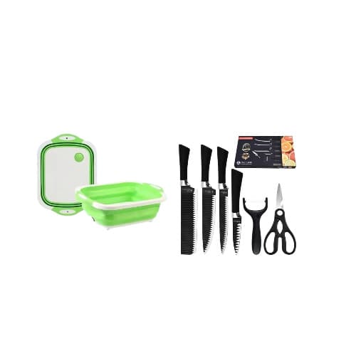 6Pcs Knife Set - 1Pcs Foldable Multi-function Chopping Board