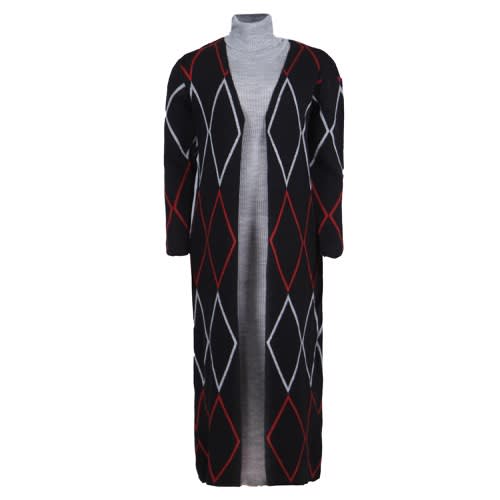 Dress With Jacket - Grey & Black Geometric Pattern