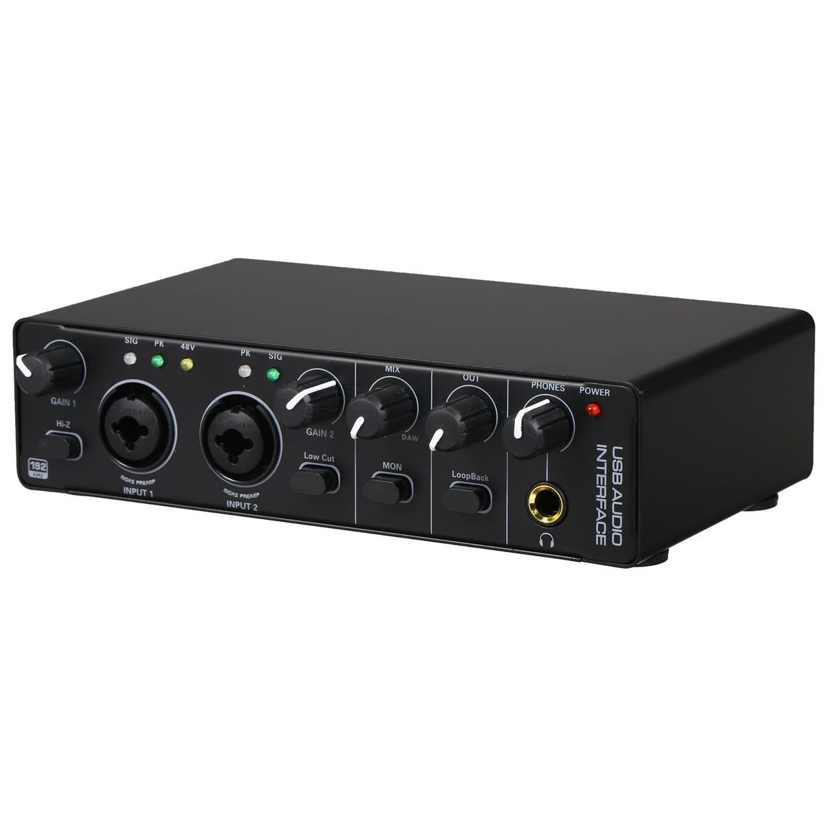 USB Audio Interface Sound Card RHM 2 In 2 Out Audio Interface Sound Board with 48V Phantom Power for Recording Professional Audio Mixer & Mic Preamplifier XLR/TSR/TS Ports for Guitarist Vocalist Podcaster or Producer