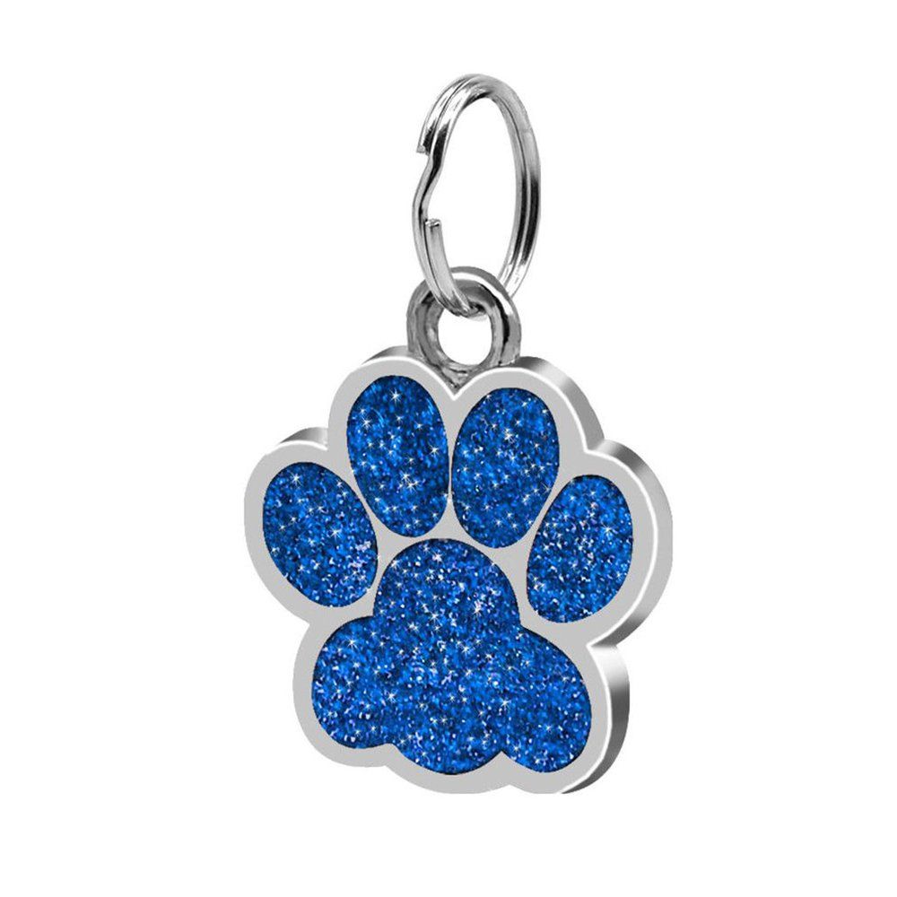 Fashion Footprints Pet Pendant Decor Glitter Footprint Identity Card Dog Tag Blue