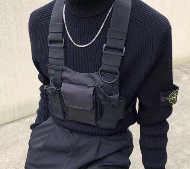 Hip-hop Style Pocket Chest  Tooling Vest