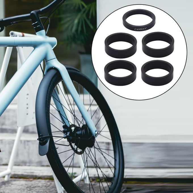 6Pieces Bicycle Headset Spacer Aluminium Alloy MTB Road Bike Black